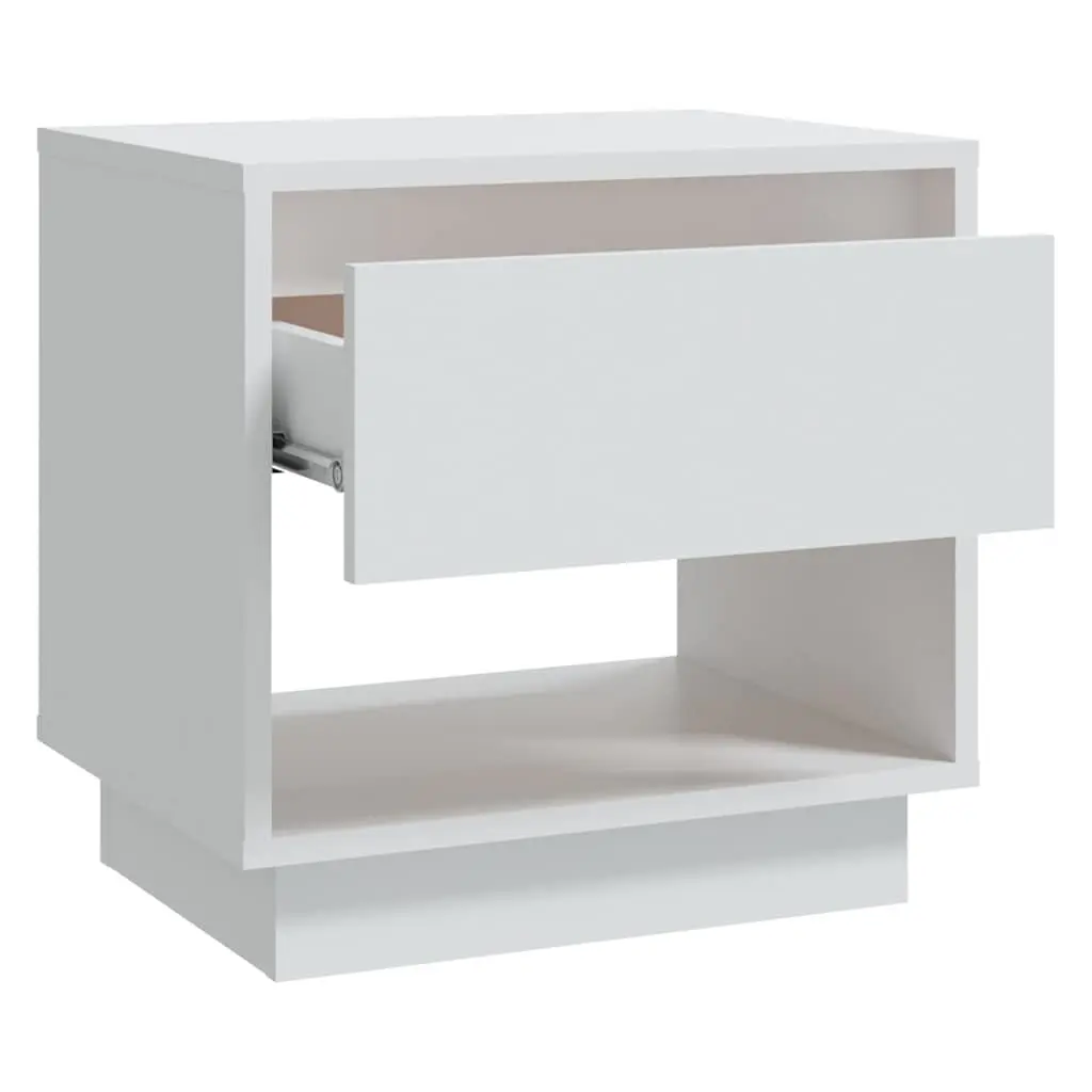 White Engineered Wood Nightstand with Storage