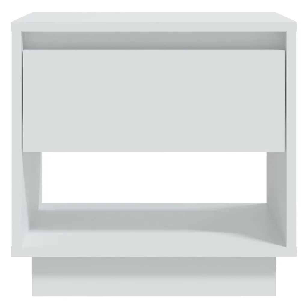 White Engineered Wood Nightstand with Storage