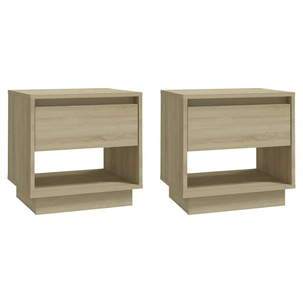 Bedside Cabinets Set of 2 Nightstand Storage Drawer Open Compartment 45x34x44cm Beige