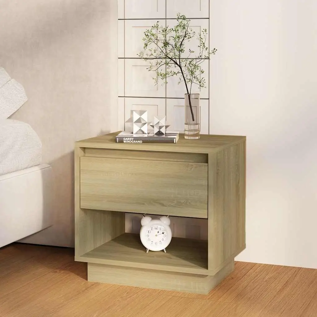 Bedside Cabinets Set of 2 Nightstand Storage Drawer Open Compartment 45x34x44cm Beige
