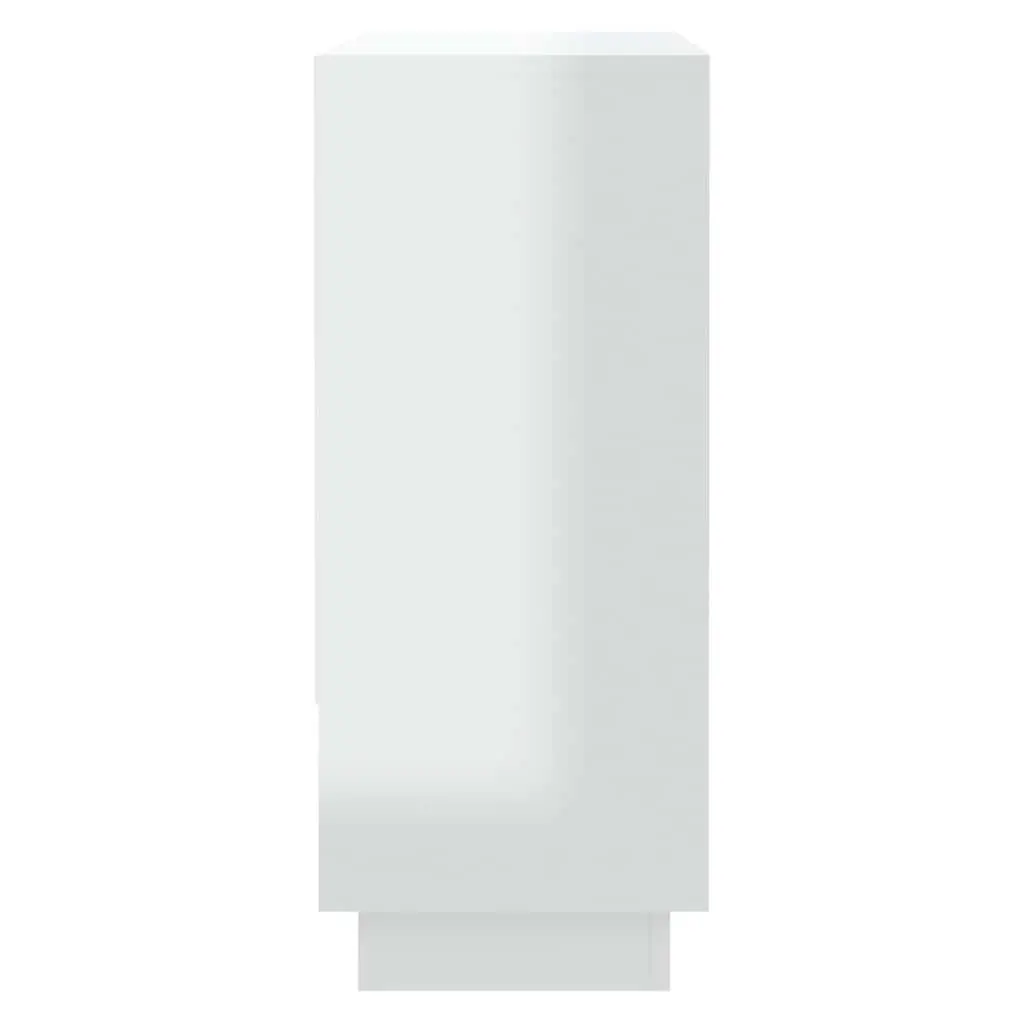 Sideboard High Gloss White Storage Cabinet 3 Doors Open Compartment Living Room 97W x 31D x 75H cm