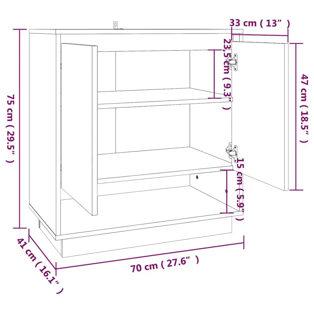 Sideboard Storage Cabinet with Doors and Compartments 70 x 41 x 75 cm Brown Engineered Wood