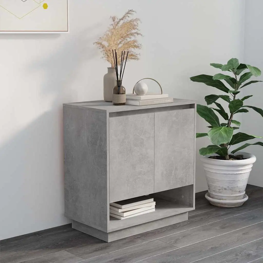 Sideboard Storage Cabinet Grey Engineered Wood Doors Compartments Home Furniture