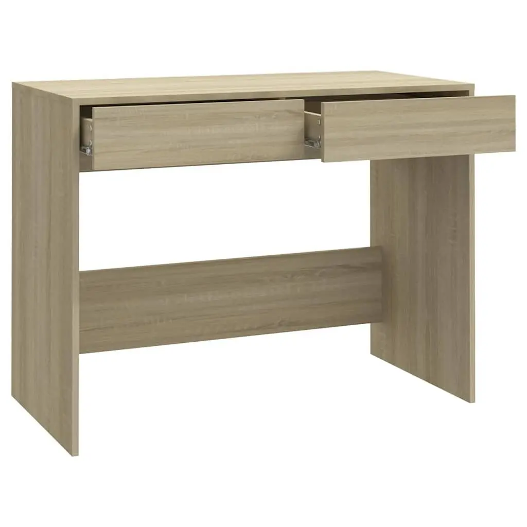 Office Desk Computer Workstation Beige Engineered Wood with 2 Storage Drawers