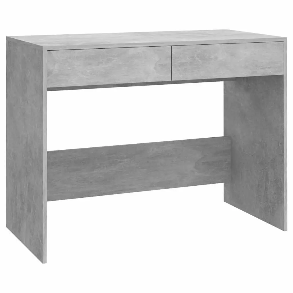 Concrete Grey Desk with Spacious Surface and Drawers