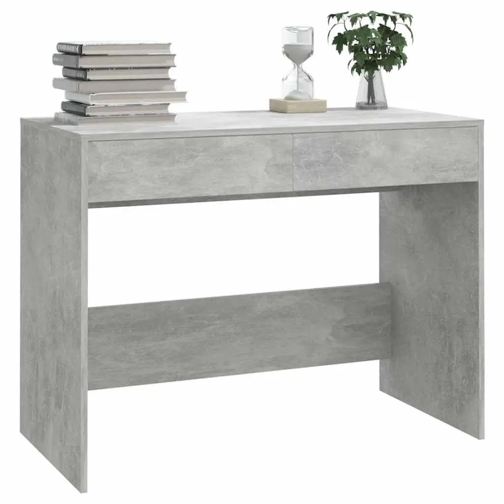 Concrete Grey Desk with Spacious Surface and Drawers