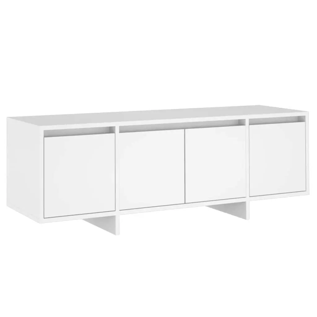 TV Cabinet White 4 Door Storage Unit Living Room Lowboard Furniture 120cm