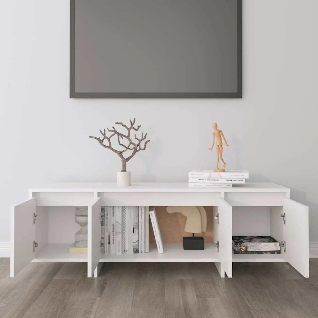 TV Cabinet White 4 Door Storage Unit Living Room Lowboard Furniture 120cm