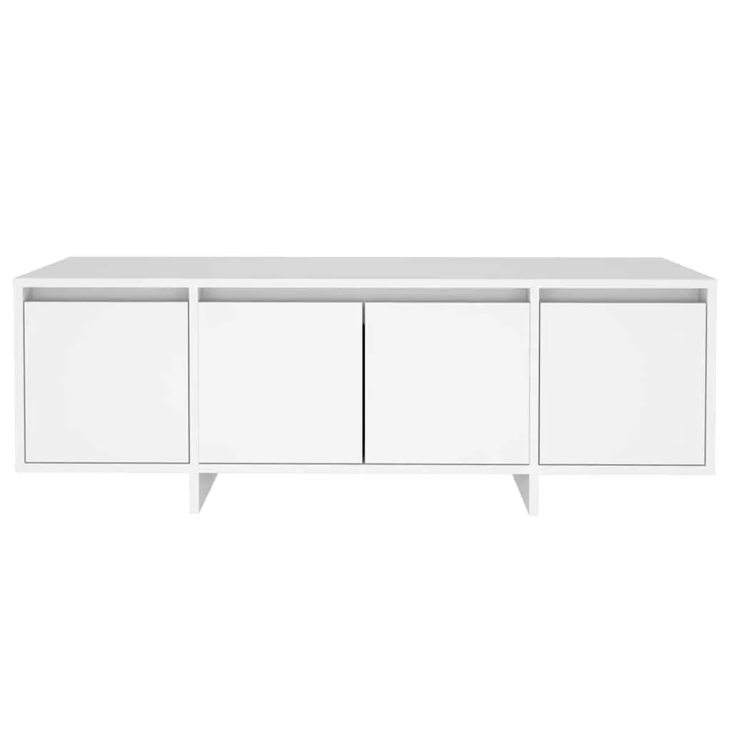 TV Cabinet White 4 Door Storage Unit Living Room Lowboard Furniture 120cm