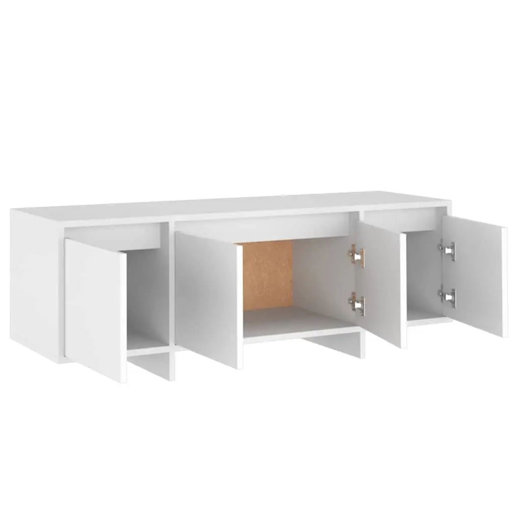 TV Cabinet White 4 Door Storage Unit Living Room Lowboard Furniture 120cm