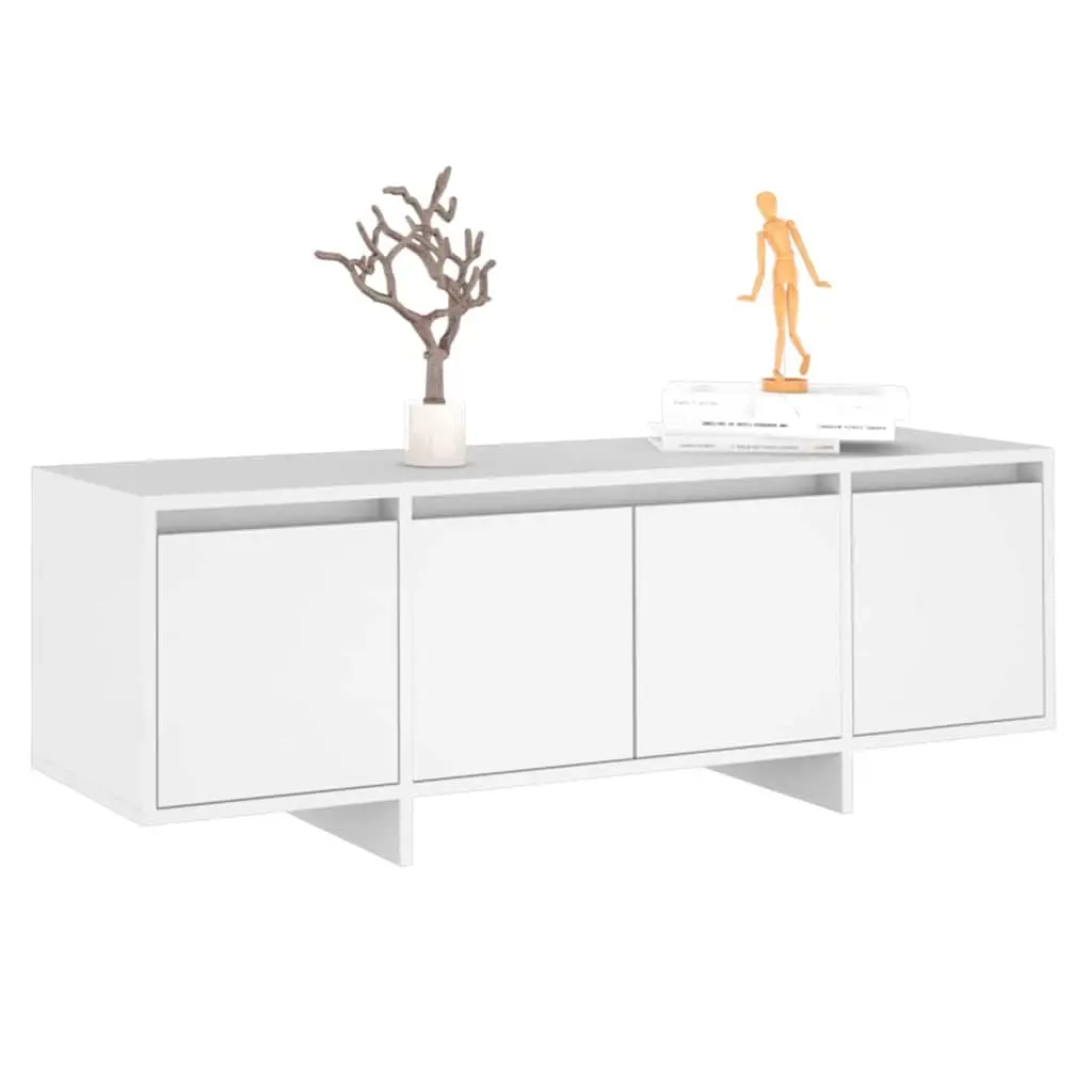 TV Cabinet White 4 Door Storage Unit Living Room Lowboard Furniture 120cm