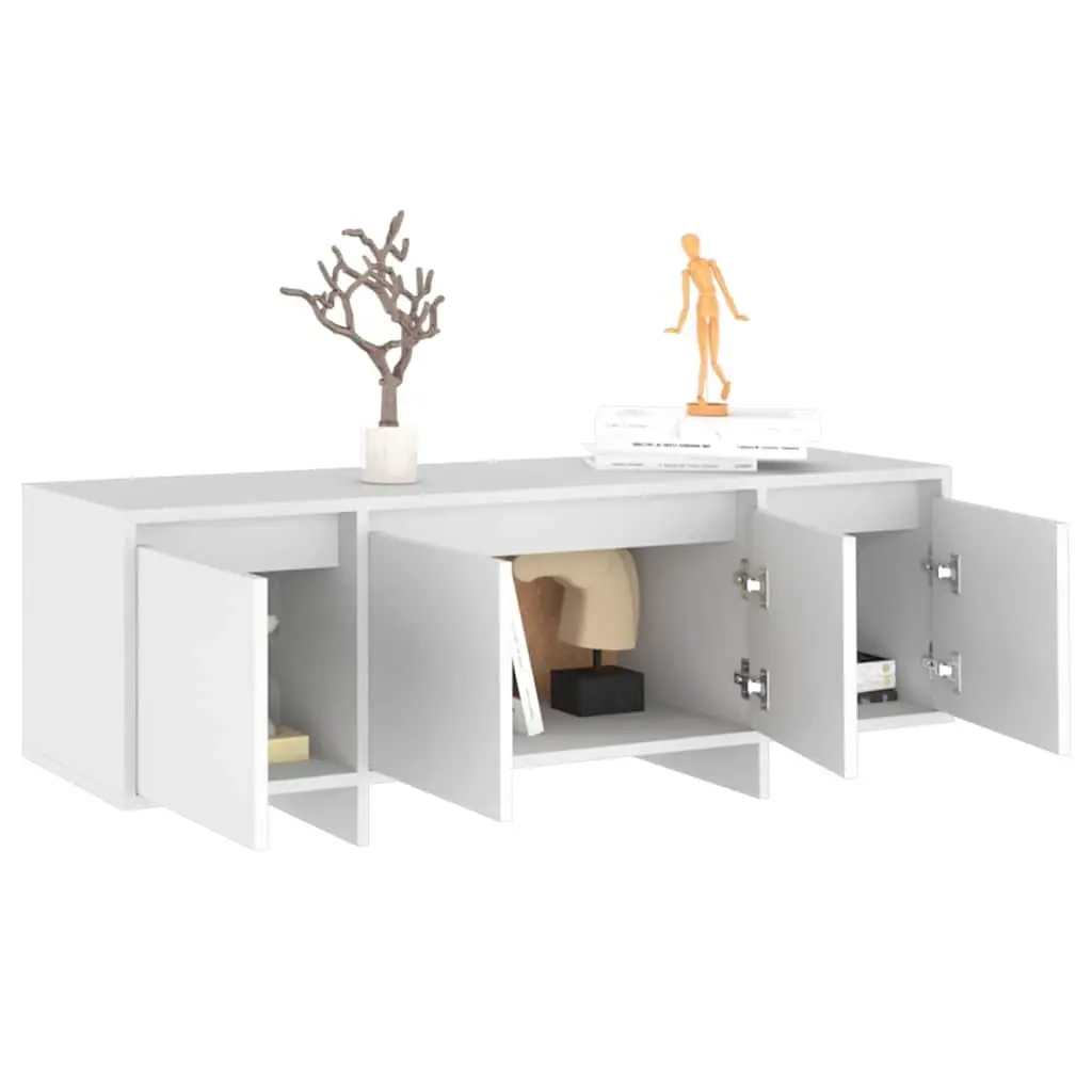 TV Cabinet White 4 Door Storage Unit Living Room Lowboard Furniture 120cm