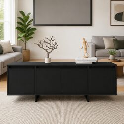 Reliable Black TV Cabinet with 4 Doors