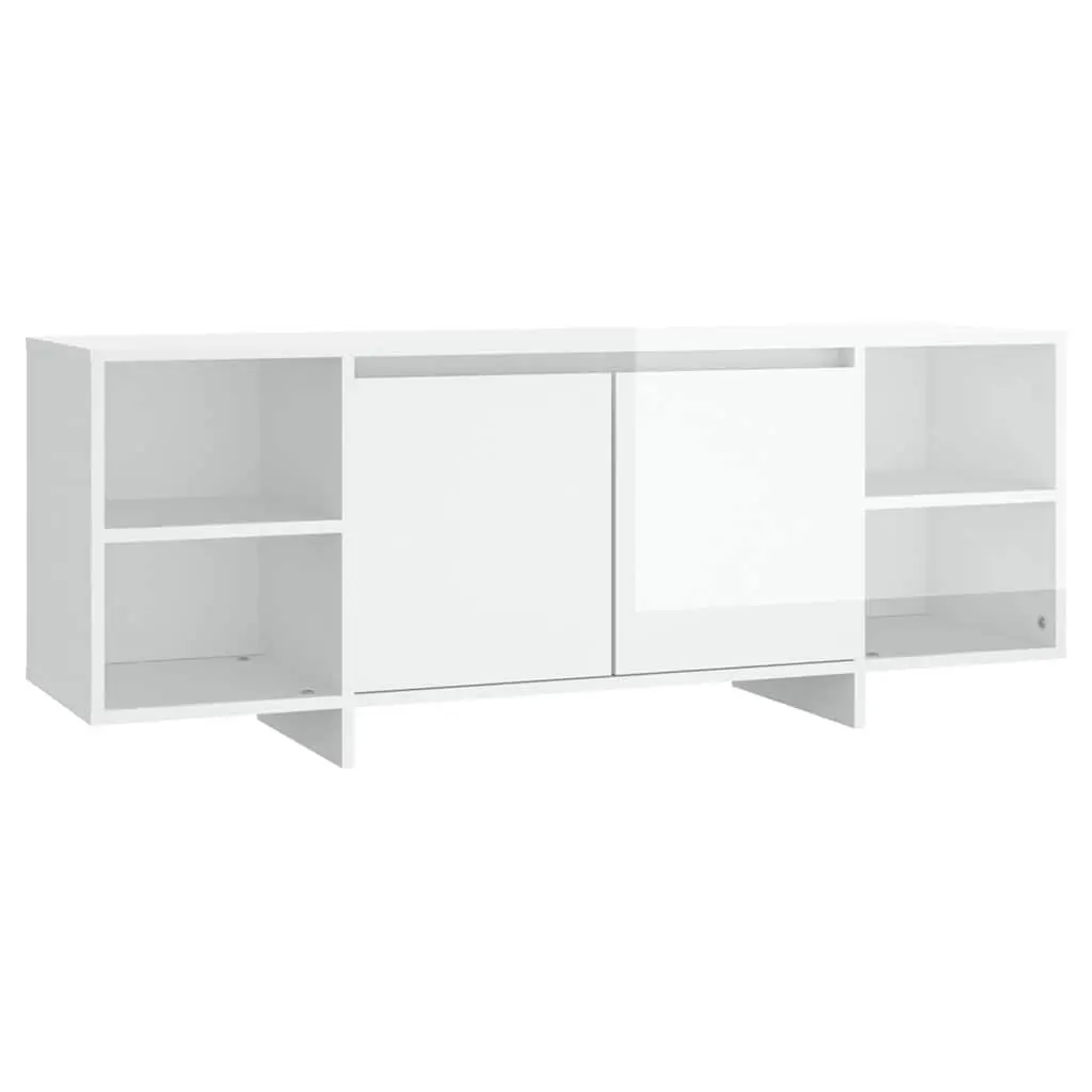 TV Cabinet Storage Lowboard 130x35x50cm White High Gloss Entertainment Unit