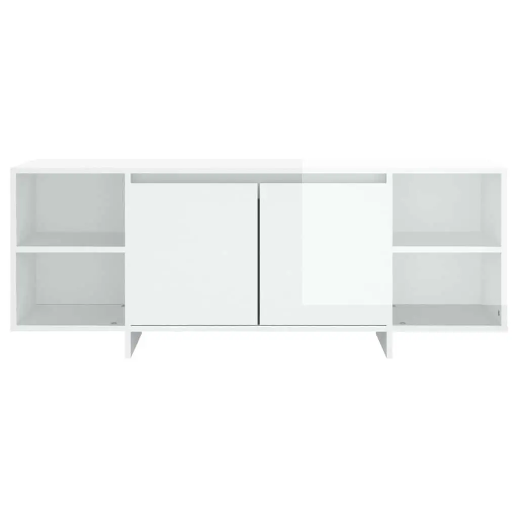 TV Cabinet Storage Lowboard 130x35x50cm White High Gloss Entertainment Unit
