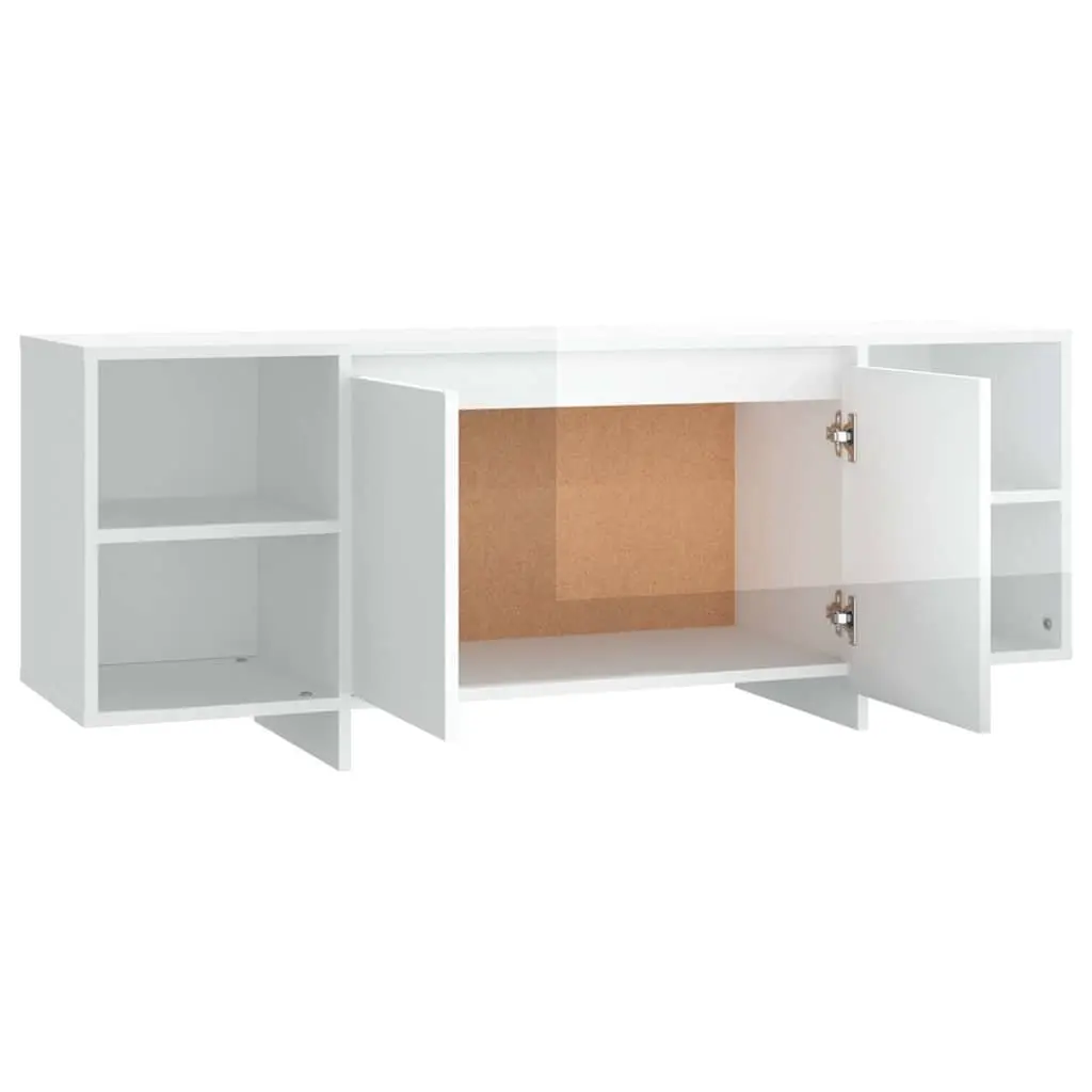 TV Cabinet Storage Lowboard 130x35x50cm White High Gloss Entertainment Unit