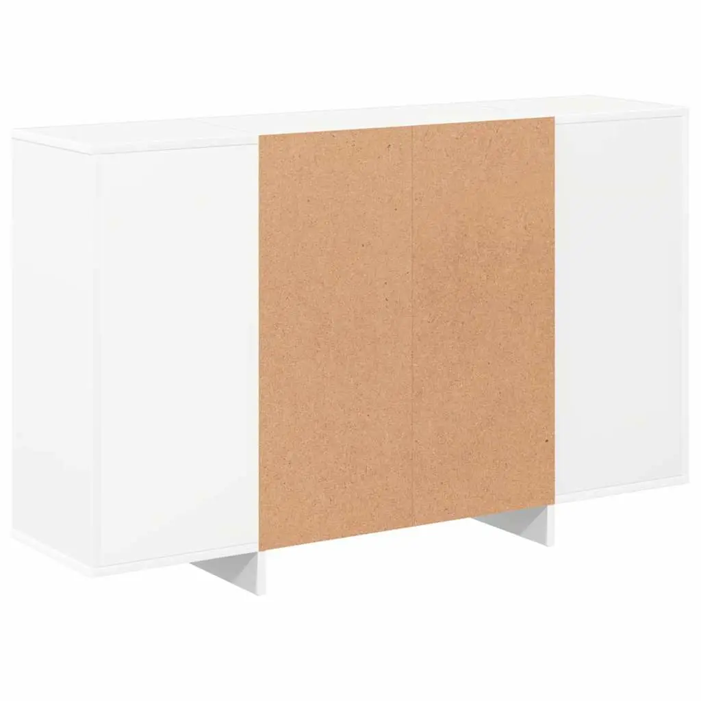 White Sideboard with Shelves Modern Storage Cabinet Engineered Wood Buffet