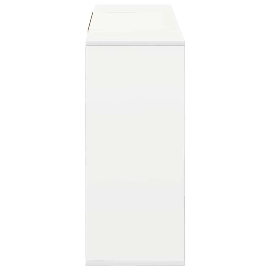 White Sideboard with Shelves Modern Storage Cabinet Engineered Wood Buffet