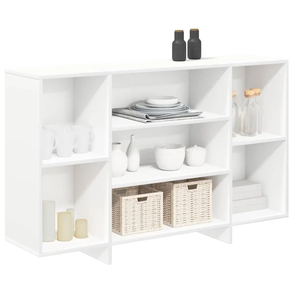 White Sideboard with Shelves Modern Storage Cabinet Engineered Wood Buffet