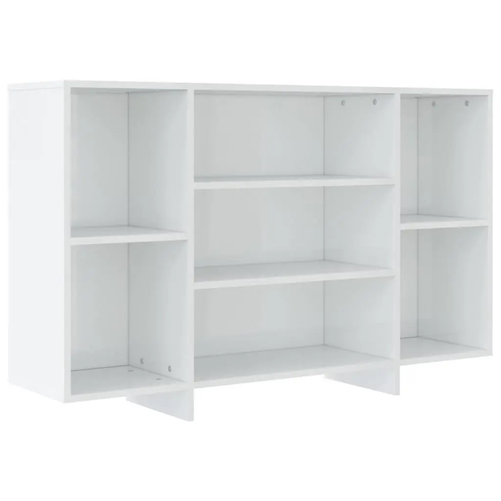 Sideboard Storage Cabinet Modern 4 Shelf White High Gloss 120 x 30 x 75 cm