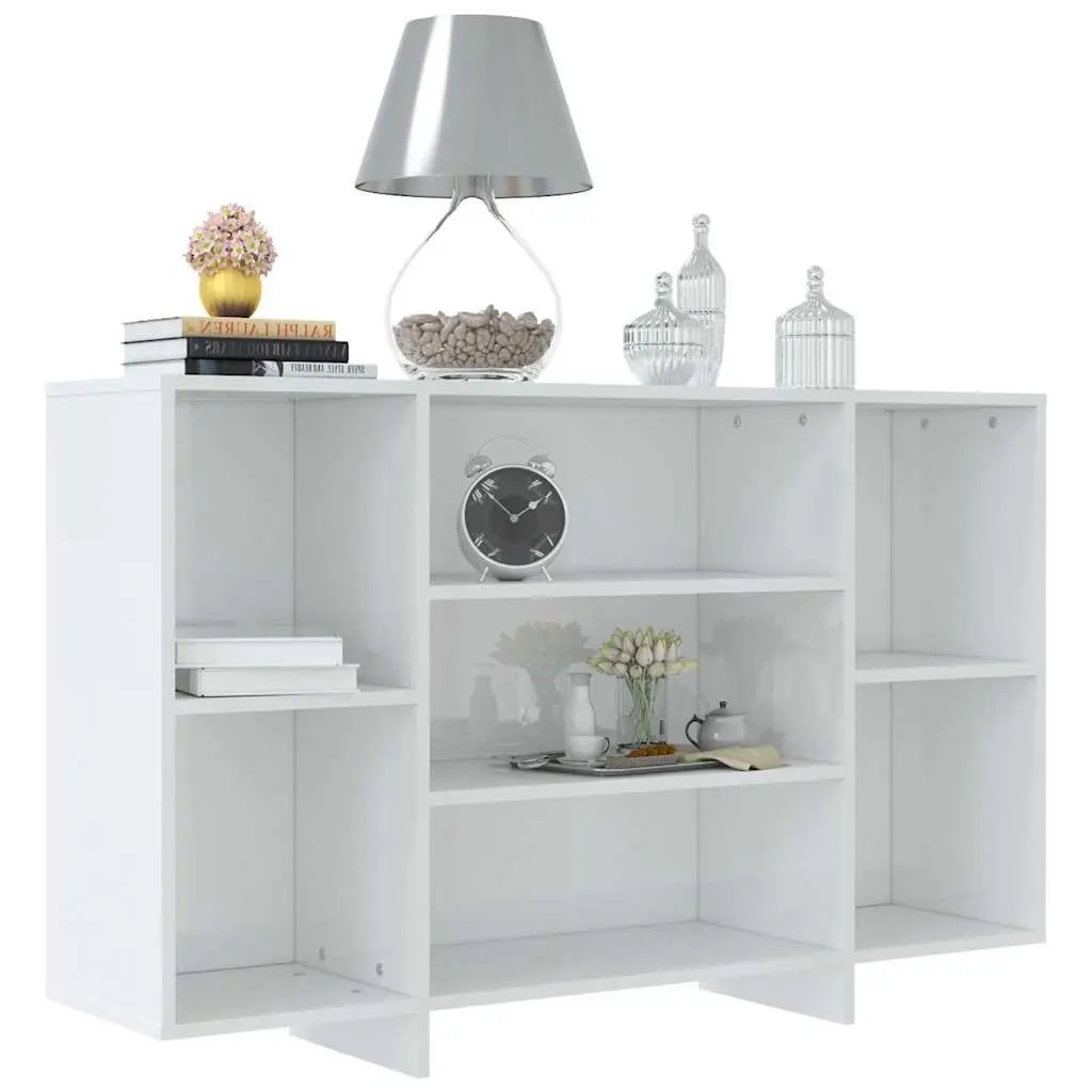 Sideboard Storage Cabinet Modern 4 Shelf White High Gloss 120 x 30 x 75 cm