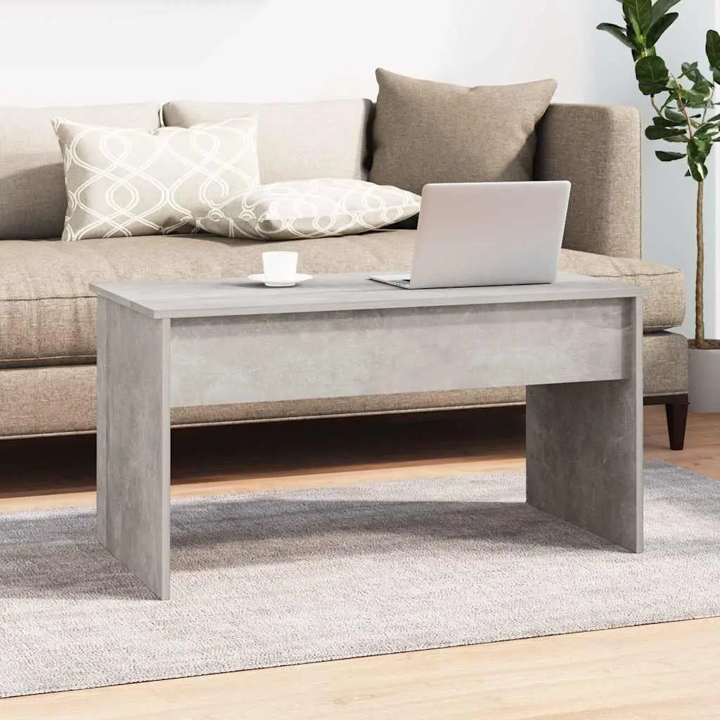 Grey Engineered Wood Coffee Table with Lift-Top