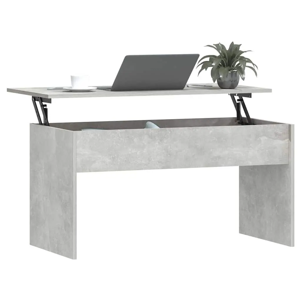 Grey Engineered Wood Coffee Table with Lift-Top
