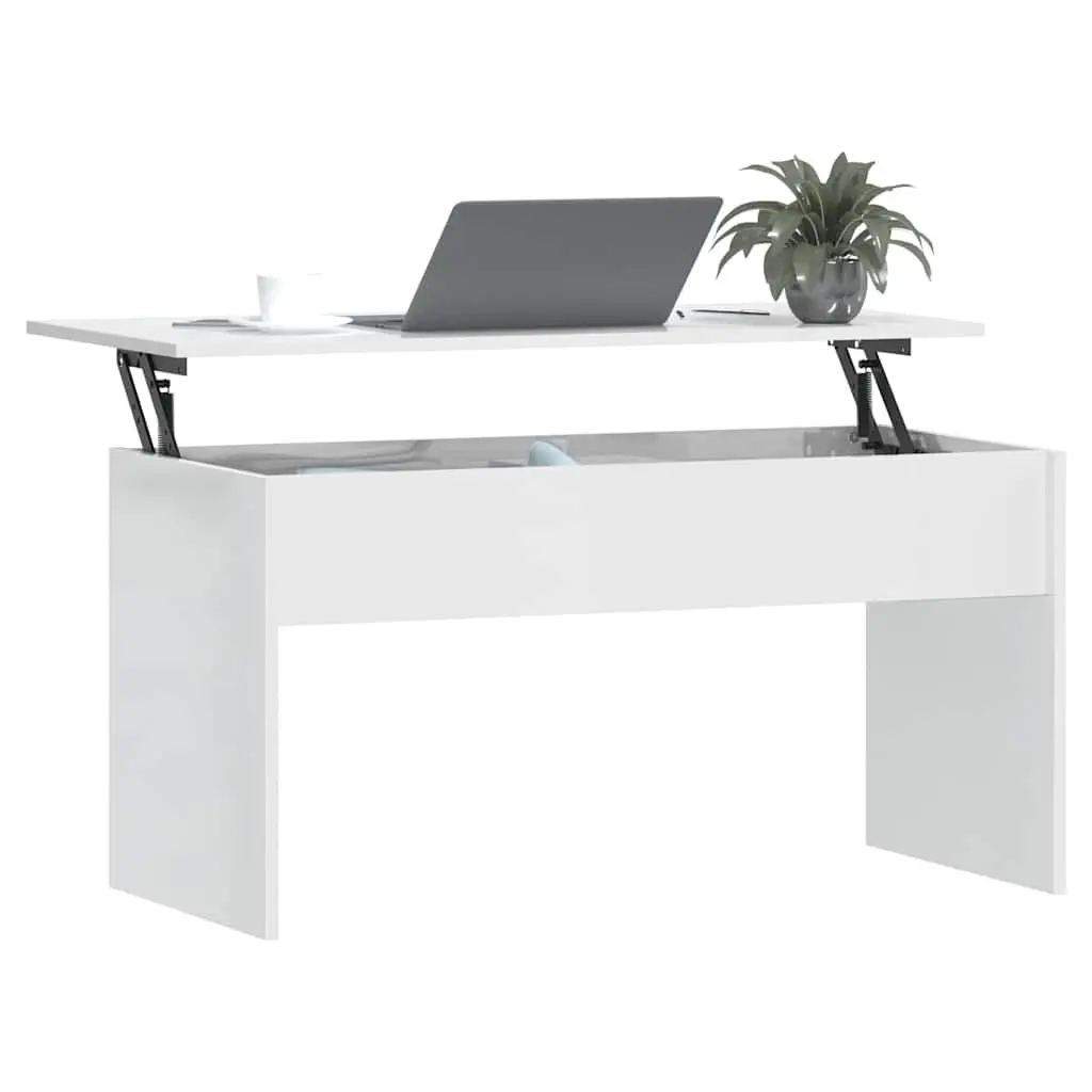White Coffee Table with Lift Top and Storage