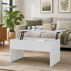 Versatile White Coffee Table with Lift Top and Storage