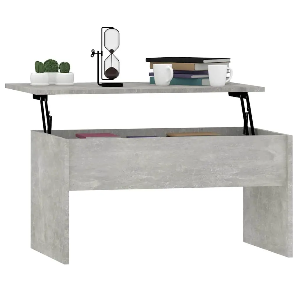 Lift-Top Coffee Table Grey Modern Design Hidden Storage Engineered Wood