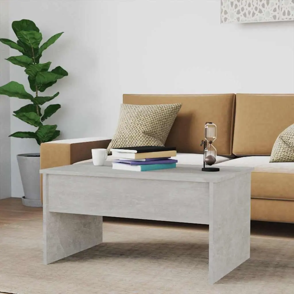 Lift-Top Coffee Table Grey Modern Design Hidden Storage Engineered Wood