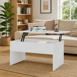 Durable White Coffee Table with Storage Compartment
