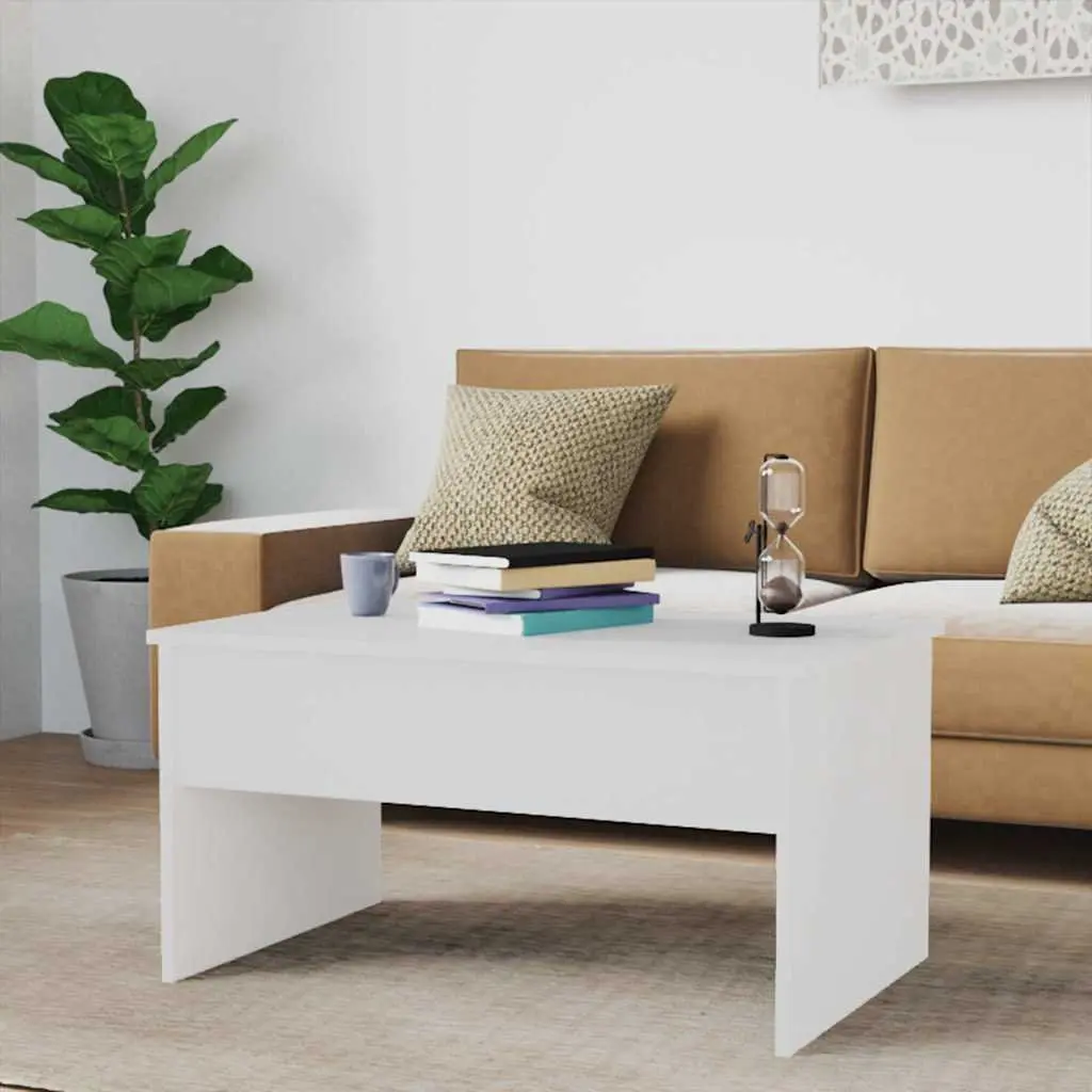 White Coffee Table with Storage Compartment
