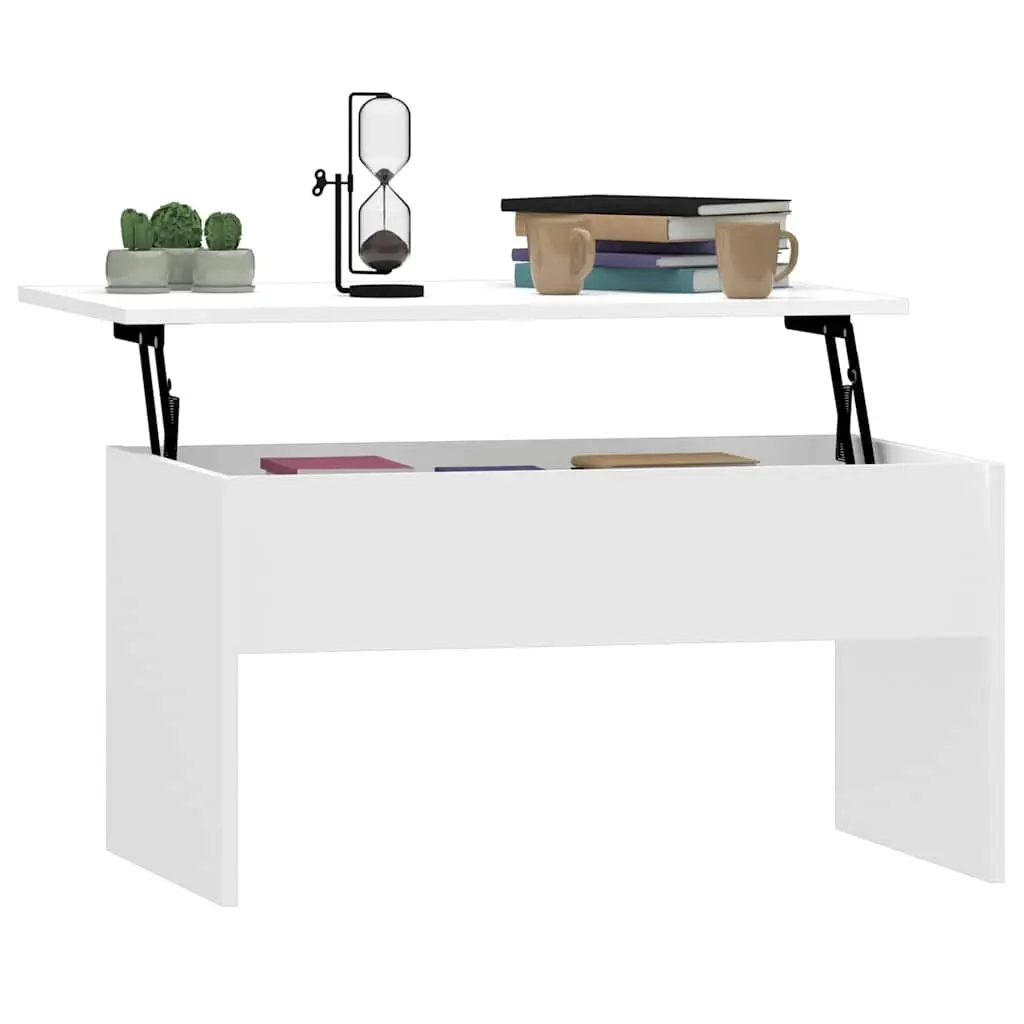 White Coffee Table with Storage Compartment