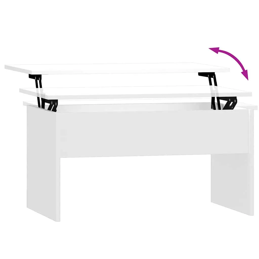 White Coffee Table with Storage Compartment