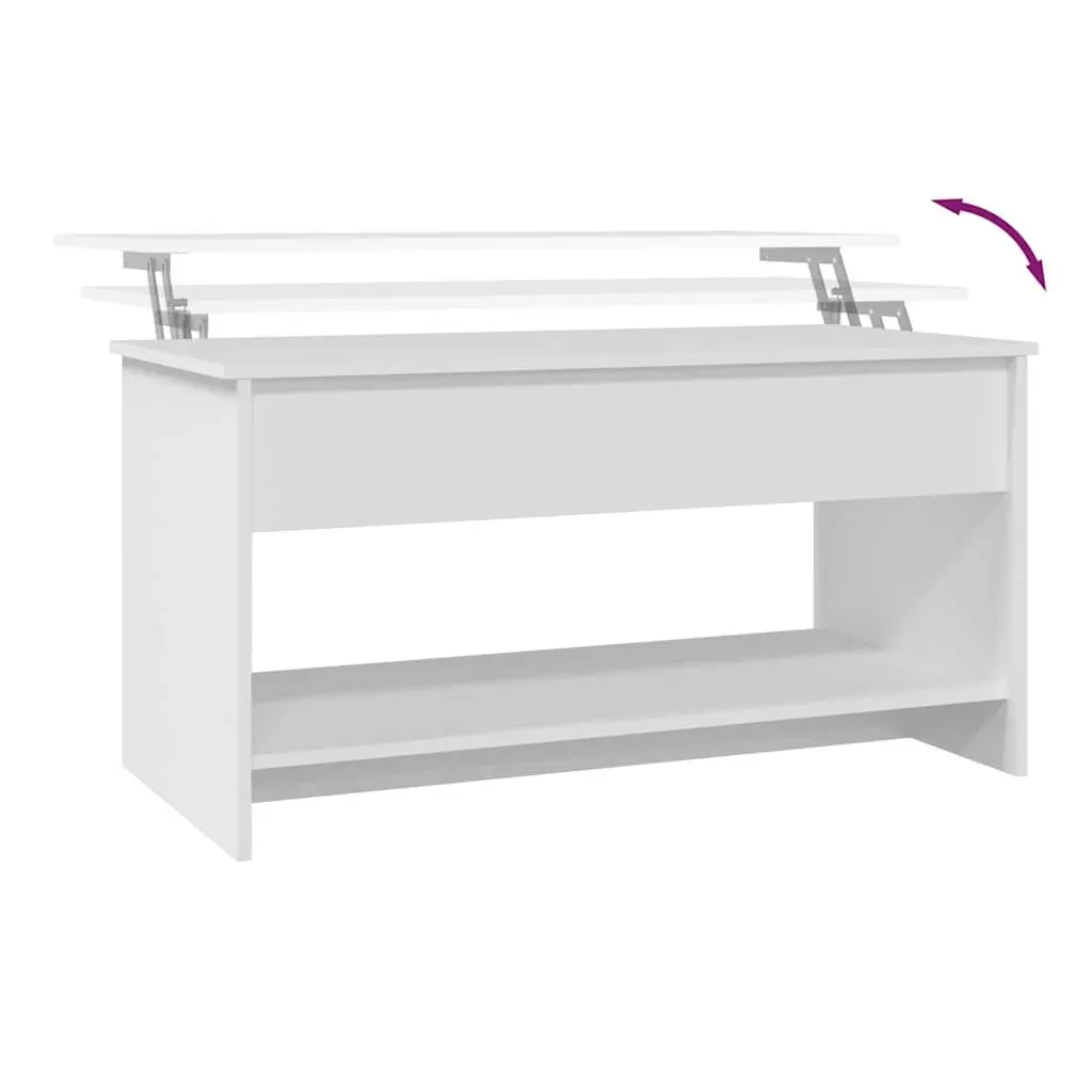 Coffee Table White Lift Top Storage Compartment Adjustable Height Engineered