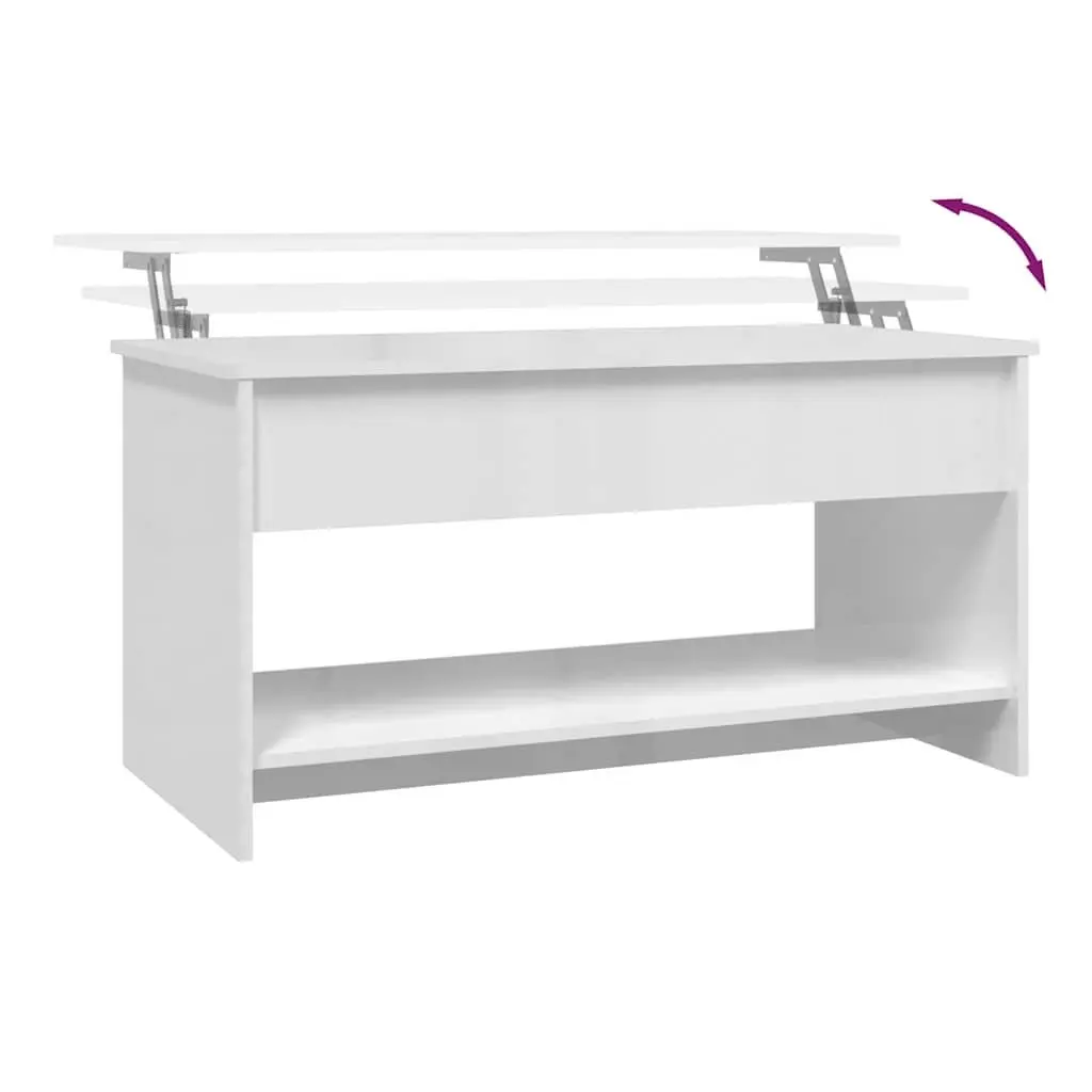 White High Gloss Coffee Table Lift Top Storage Compartment Modern Accent