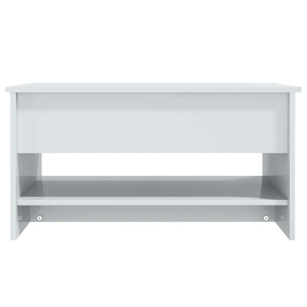 Coffee Table Lift Top Storage Compartment White High Gloss Modern 80L x 50W x 40H cm