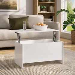Coffee Table High Gloss White Lift Top Storage Engineered Wood Living Room