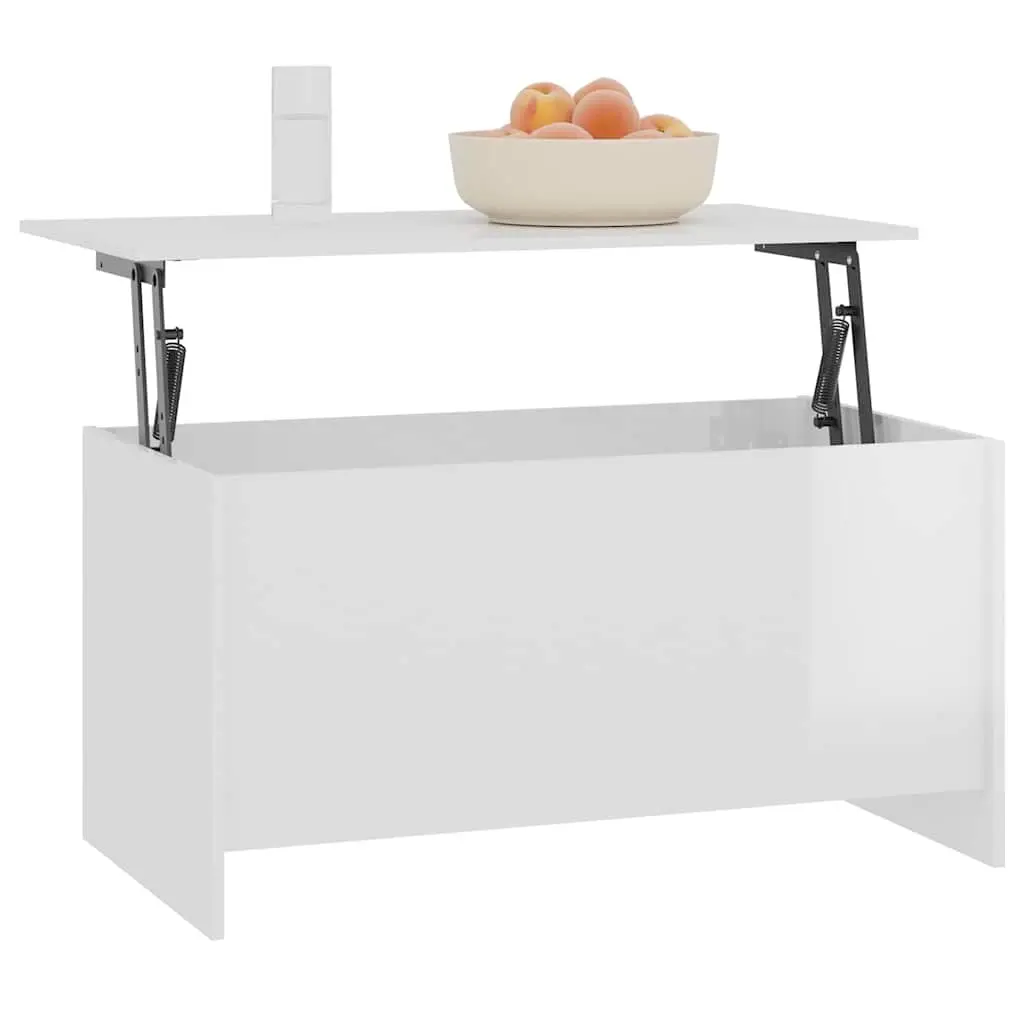 Coffee Table Lift Top Storage Engineered Wood 102 x 55.5 x 52.5 cm High Gloss White