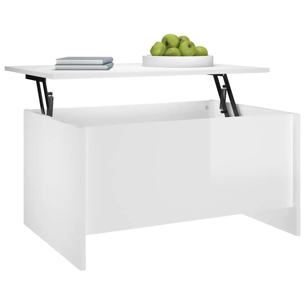Coffee Table Lift Top Storage 80 x 55.5 x 41.5 cm White High Gloss