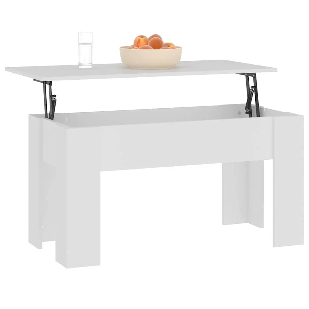 Lift Top Coffee Table White Modern Living Room Storage Furniture Engineered Wood