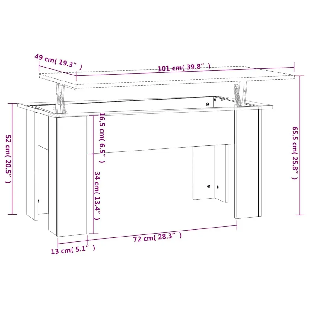 High Gloss White Lift Top Coffee Table