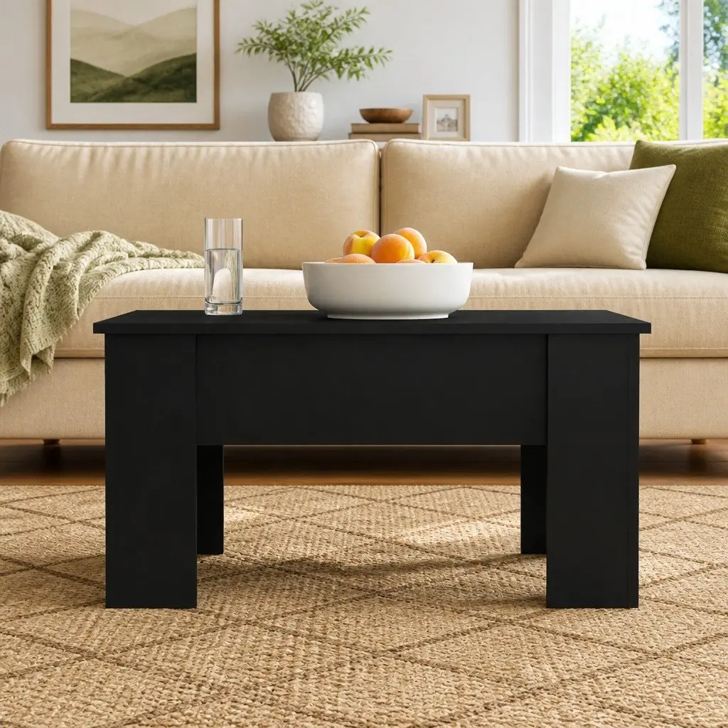 Coffee Table Lift Top Black Storage Compartment Living Room Furniture