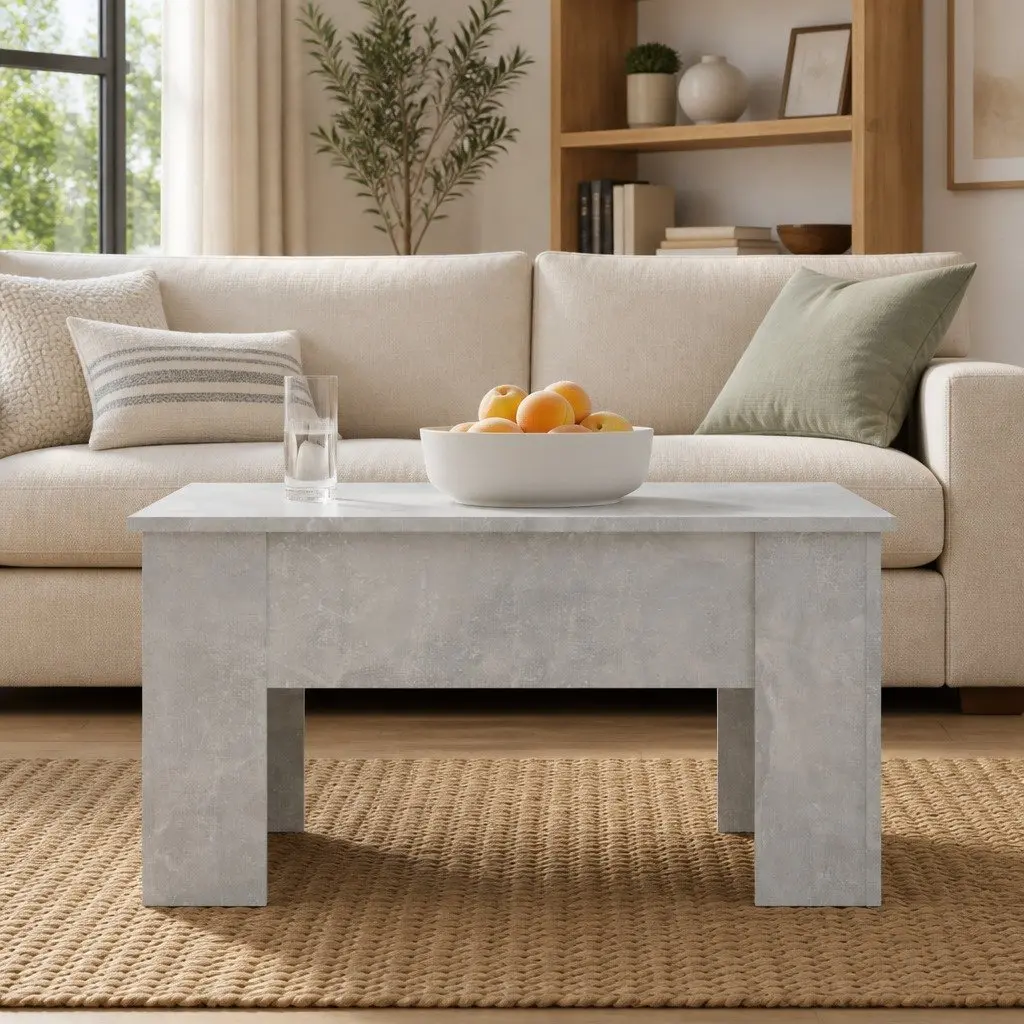 Coffee Table Lift Top Storage Engineered Wood Grey 79 x 49 x 41 cm Modern Living Room Furniture