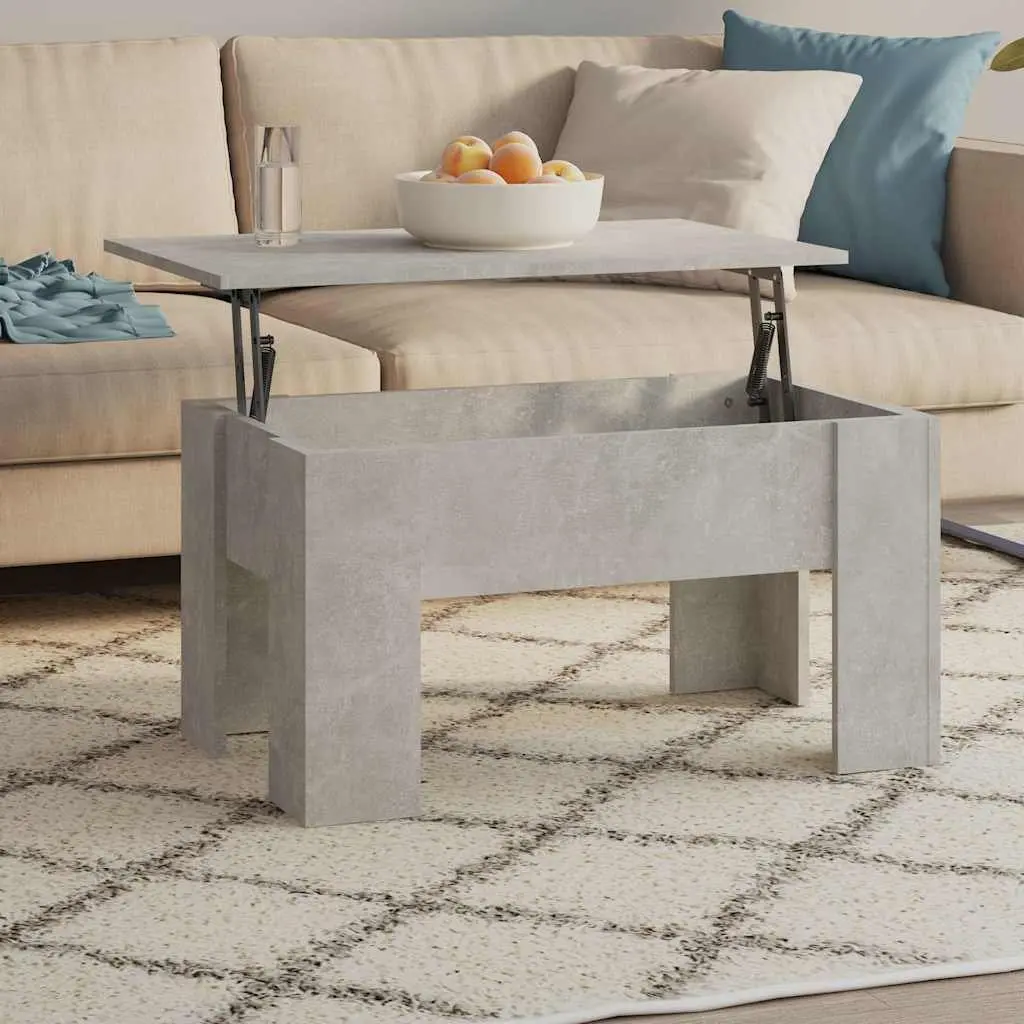 Coffee Table Lift Top Storage Engineered Wood Grey 79 x 49 x 41 cm Modern Living Room Furniture