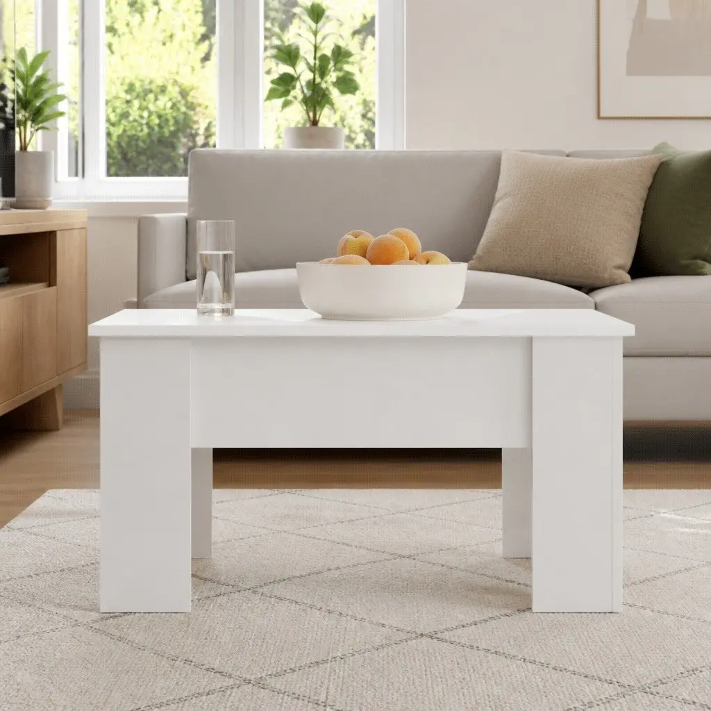 High Gloss White Coffee Table with Storage