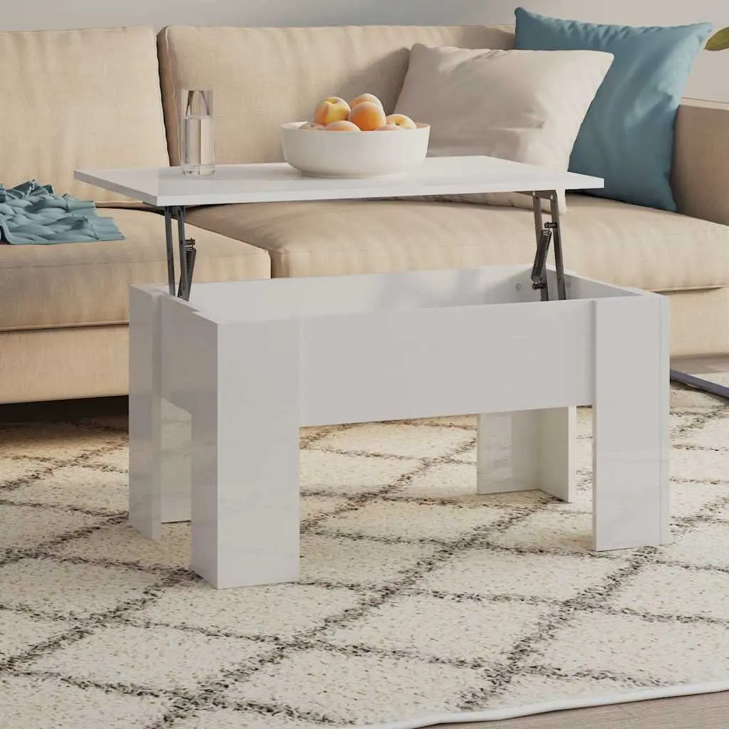 High Gloss White Coffee Table with Storage