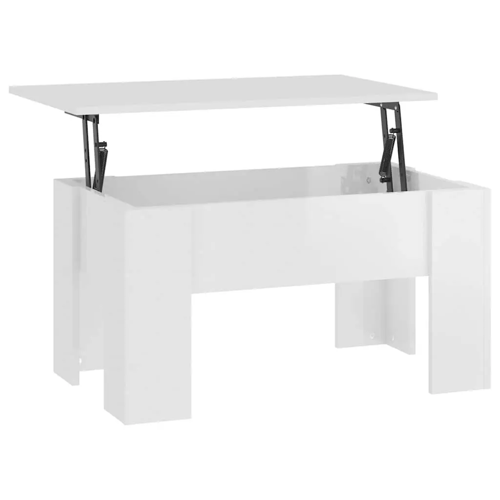 High Gloss White Coffee Table with Storage