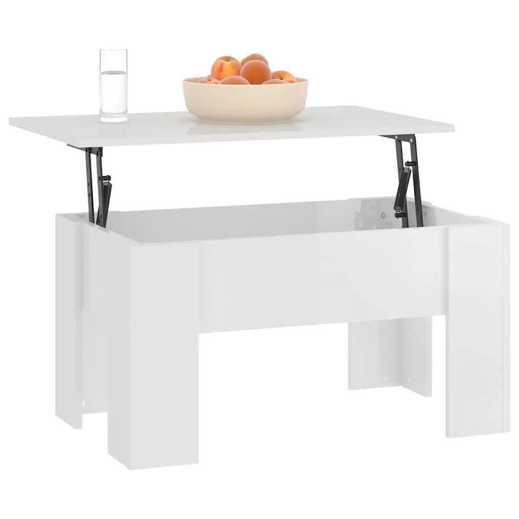High Gloss White Coffee Table with Storage